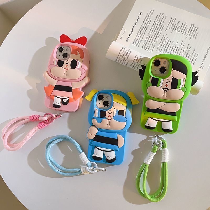 呆萌立體飛天小女警手機殼 #送粗繩手鏈