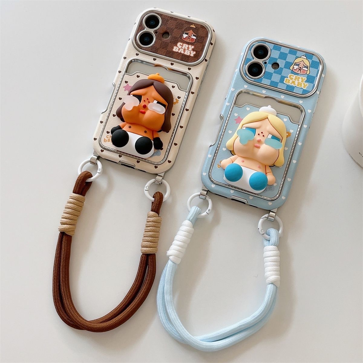 可愛初生黑/初生白立體哭娃卡套手機殼