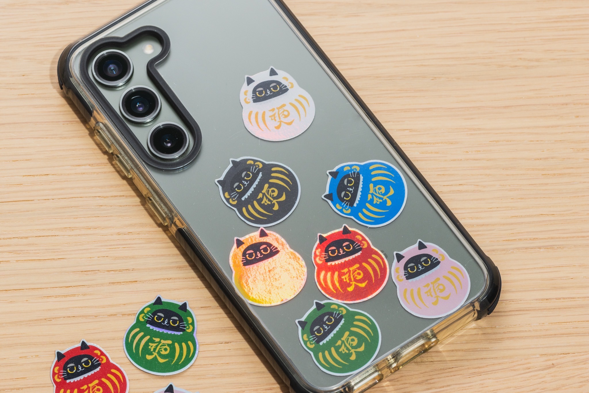 黑貓閃閃小達摩防水貼紙包