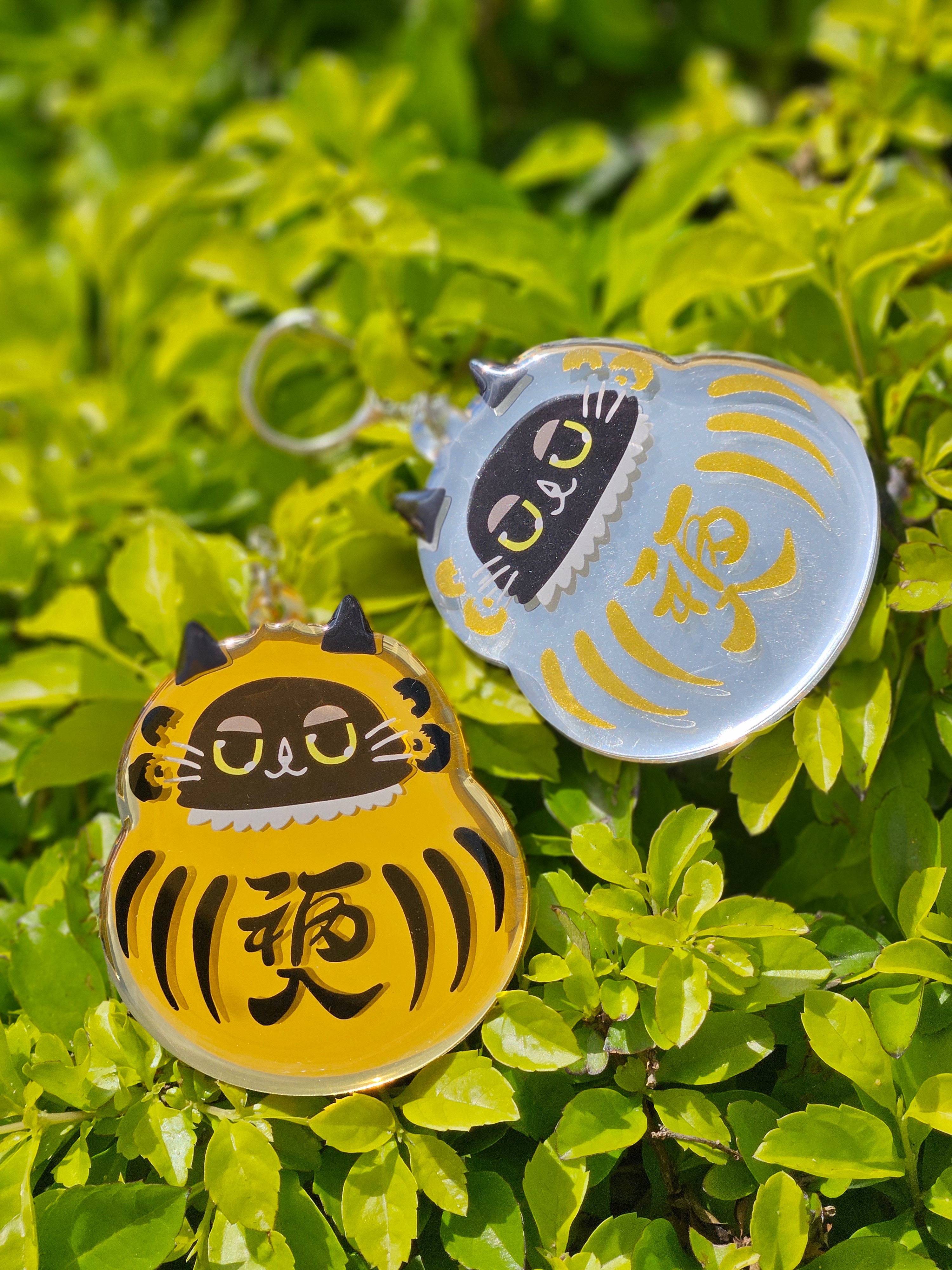 Unlock your Luck 解鎖好運 黑貓達摩 鏡面壓克力吊飾