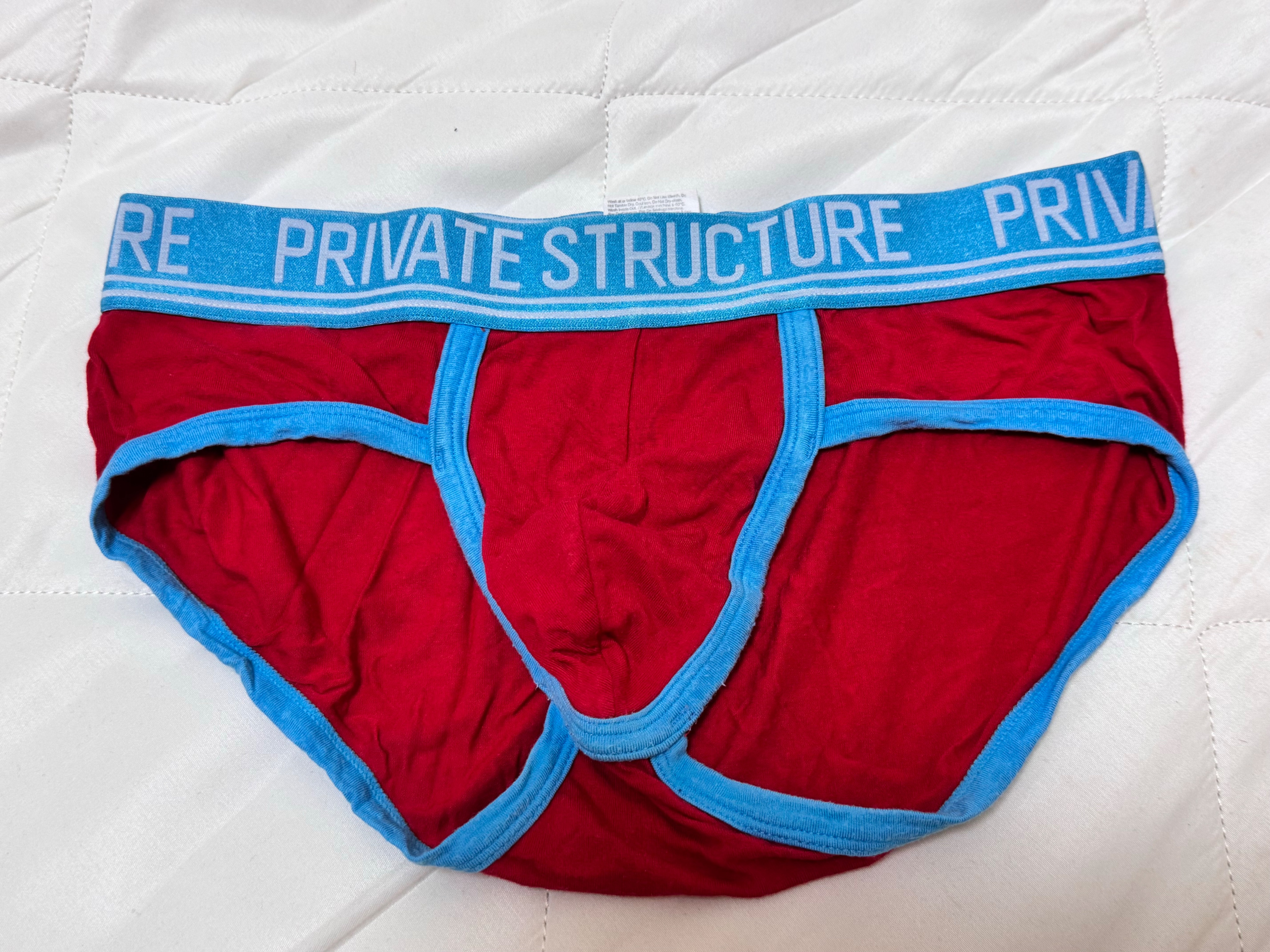 PRIVATE STRUCTURE紅色水藍邊三角內褲