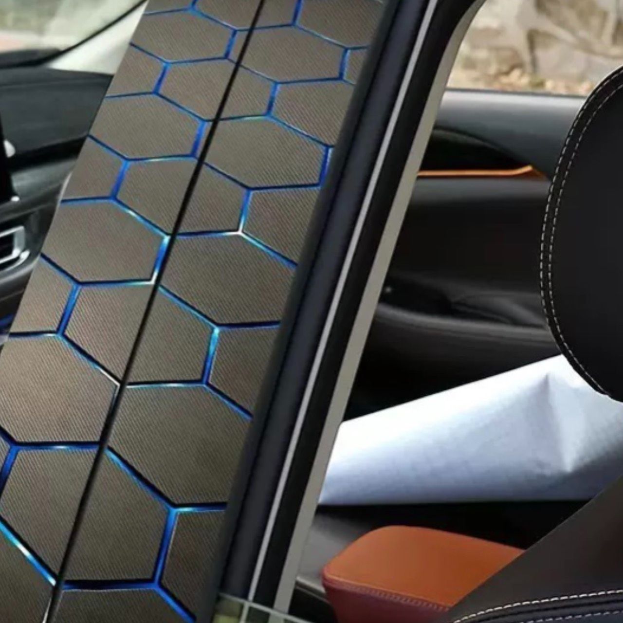 【TAI AUTO】車用中柱 B 柱蜂窩改裝防護貼  A200