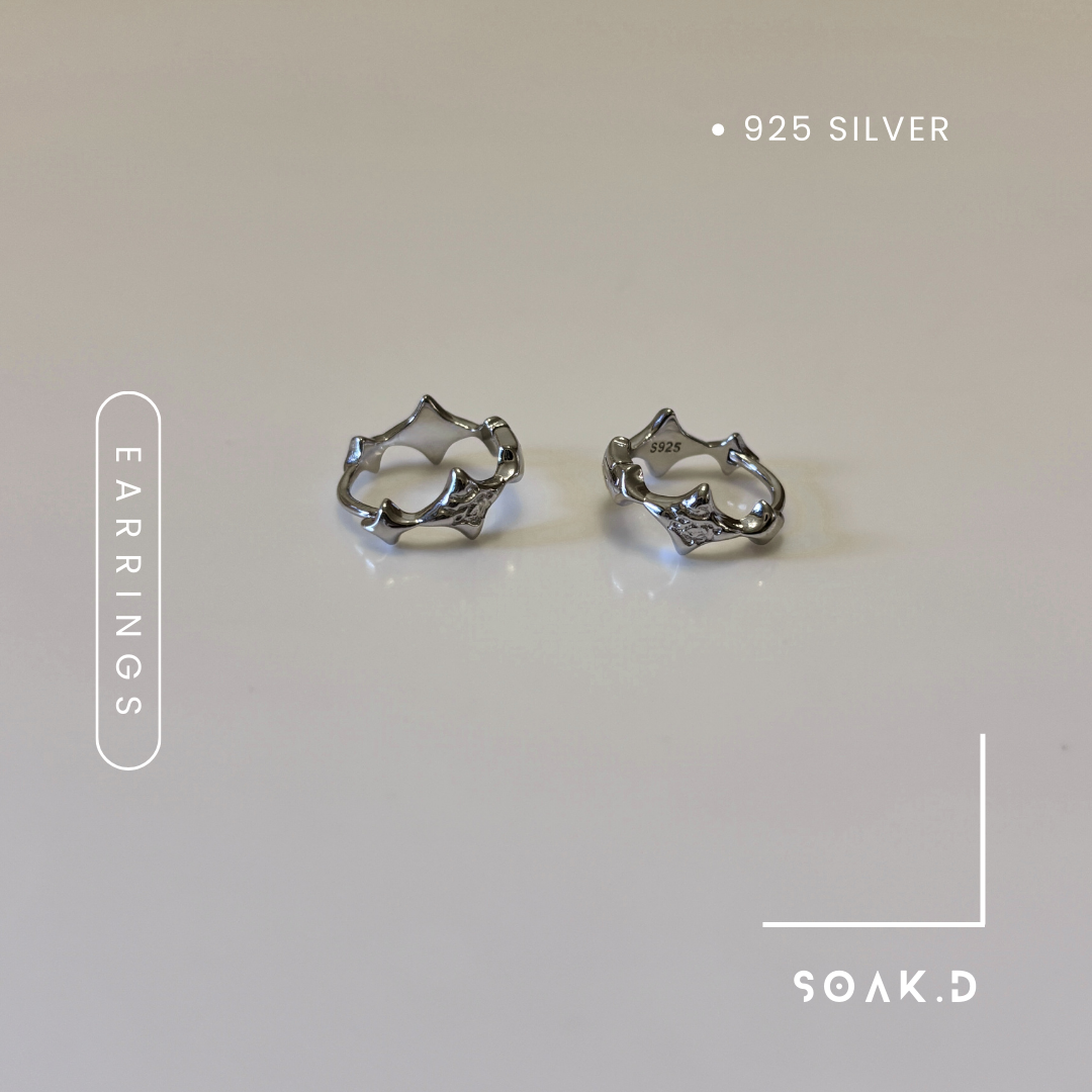 『𝐒𝐨𝐚𝐤.𝐃』925銀 寶藏系列 ⇸星冕 純銀耳圈耳環 冷淡風日常穿搭