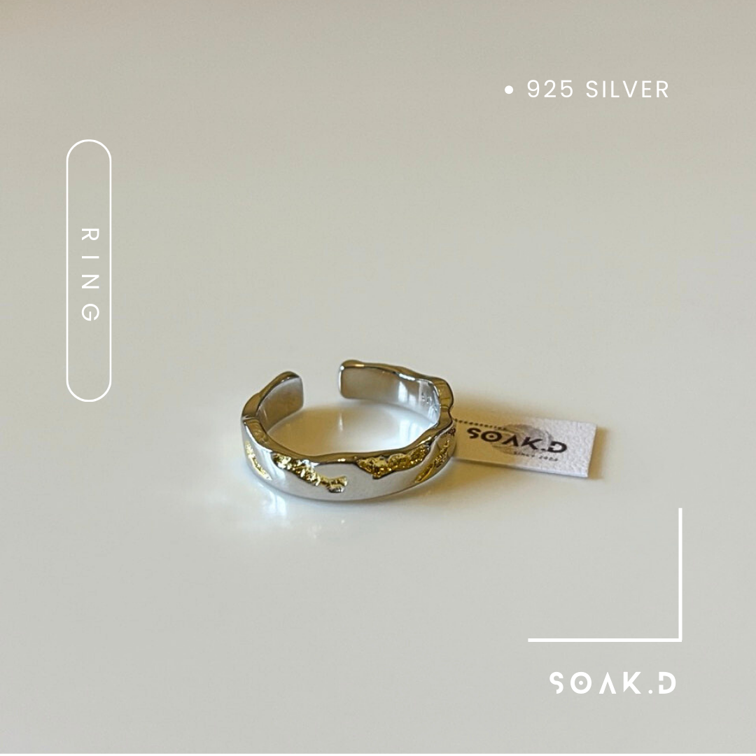 『𝐒𝐨𝐚𝐤.𝐃』925銀 侵蝕系列 ⇸ 流金 開口戒