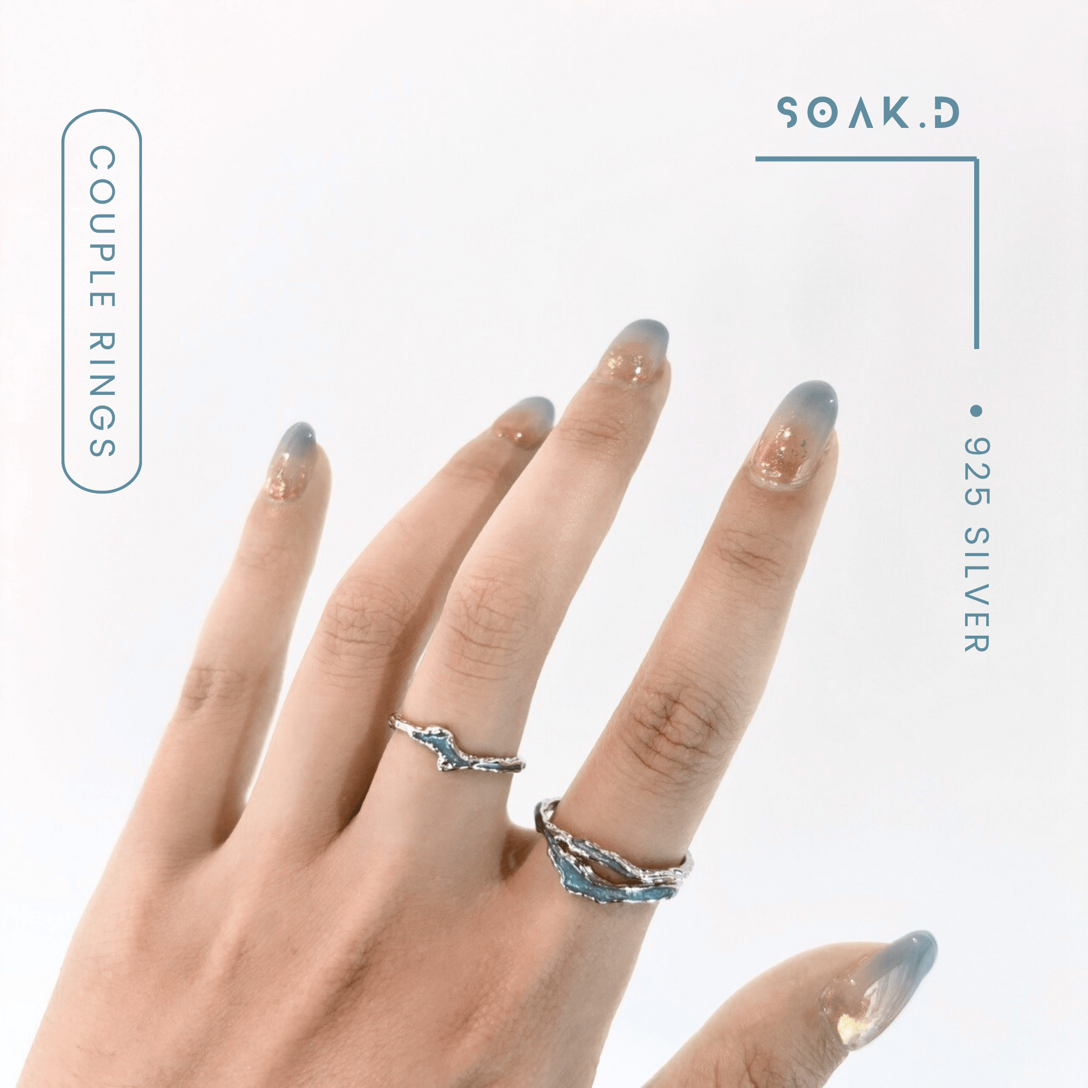 『𝐒𝐨𝐚𝐤.𝐃』925銀 北極系列  ❅ 冰原 開口純銀戒指 情侶對戒