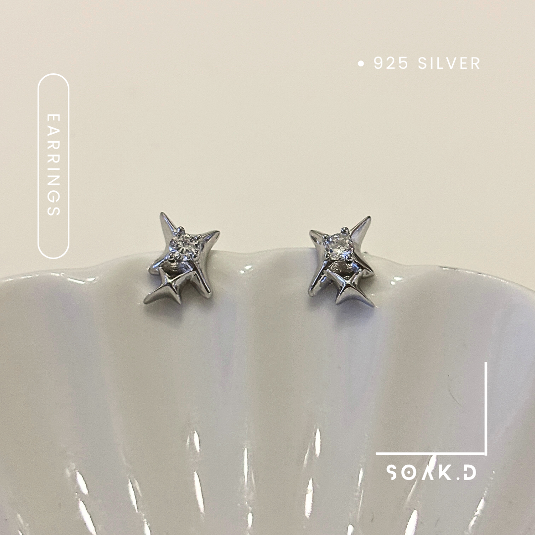 『𝐒𝐨𝐚𝐤.𝐃』925銀 北極系列 ❅ 星茫 純銀耳針耳環