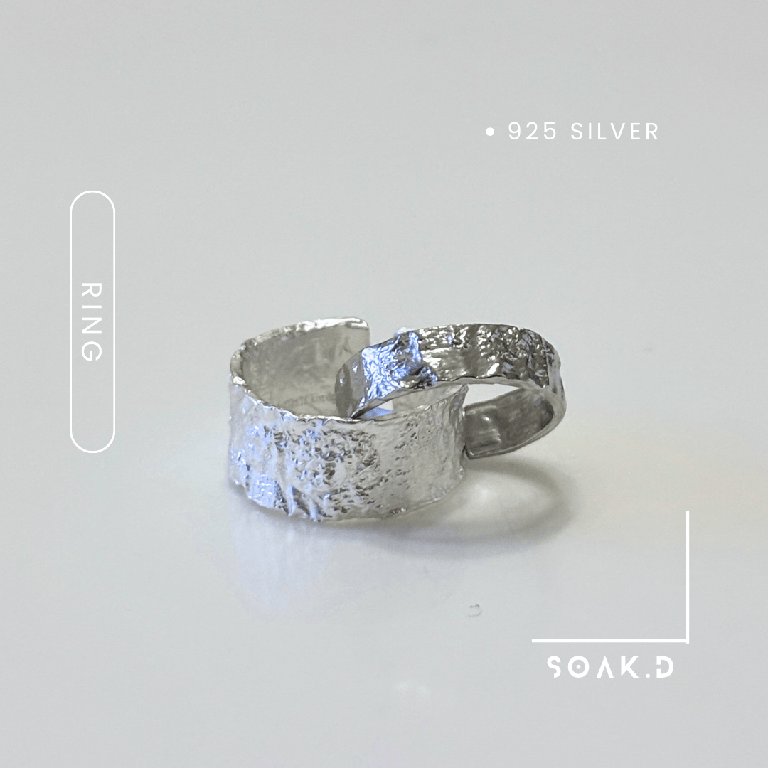 『𝐒𝐨𝐚𝐤.𝐃』925銀 森林系列ꎺ 月岩 開口純銀戒指（可調節）