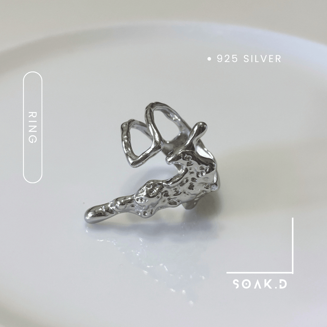 『𝐒𝐨𝐚𝐤.𝐃』925銀 侵蝕系列 ⇸ 溶鑄 液態金屬 開口戒 男戒