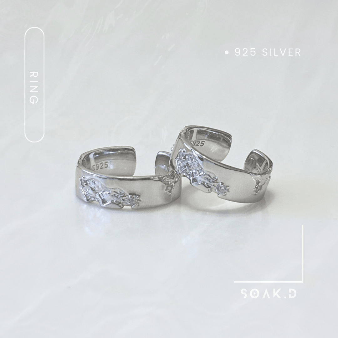 『𝐒𝐨𝐚𝐤.𝐃』925銀 侵蝕系列 ⇸ 星殞 開口戒 男戒 情侶戒