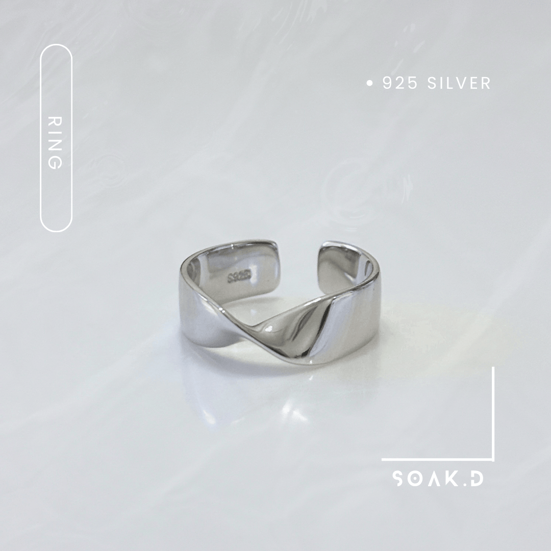『𝐒𝐨𝐚𝐤.𝐃』925銀 海洋系列 ▾ 浪潮 開口純銀戒指 男戒 莫比烏斯戒（可調節）