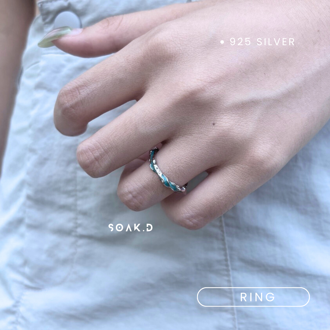 『𝐒𝐨𝐚𝐤.𝐃』925銀 北極系列 ❅ 冰河 開口純銀戒指（可調節）