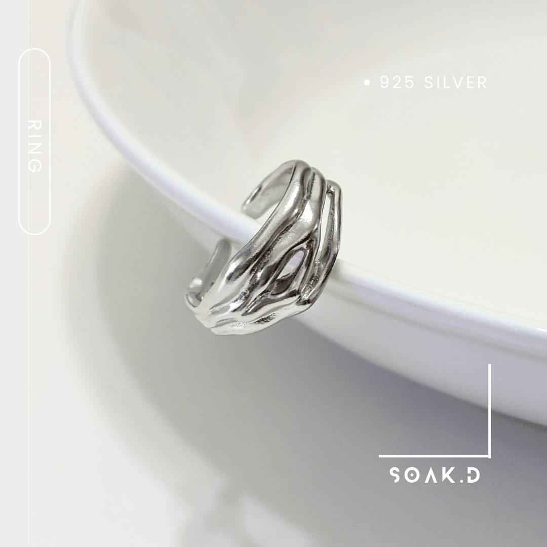 10月新品✨『𝐒𝐨𝐚𝐤.𝐃』925銀 海洋系列 ▾潮脈 開口戒 男戒