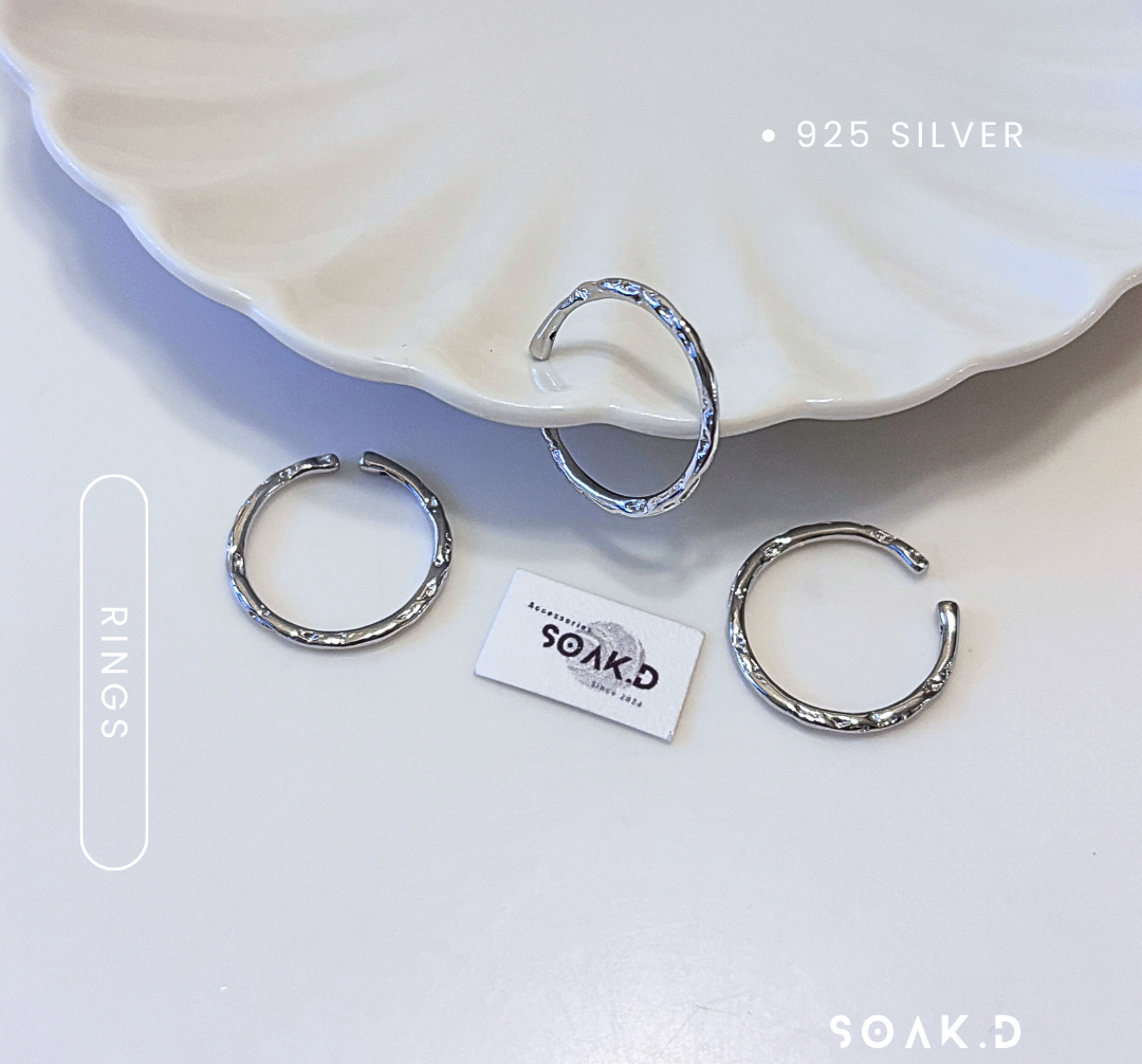 『𝐒𝐨𝐚𝐤.𝐃』925銀 簡約系列  浪花尾戒  開口戒