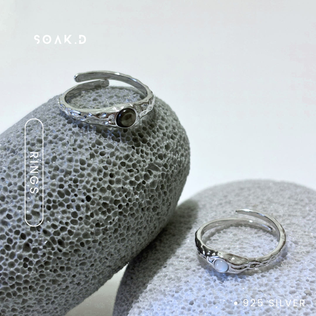 10月新品✨『𝐒𝐨𝐚𝐤.𝐃』925銀 寶藏系列 ☾ 光與影 純銀戒指 開口戒 情侶戒