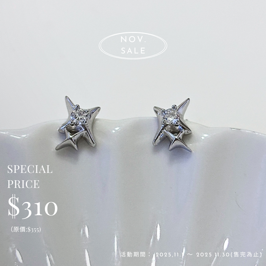 『𝐒𝐨𝐚𝐤.𝐃』925銀 北極系列 ❅ 星茫 純銀耳針耳環