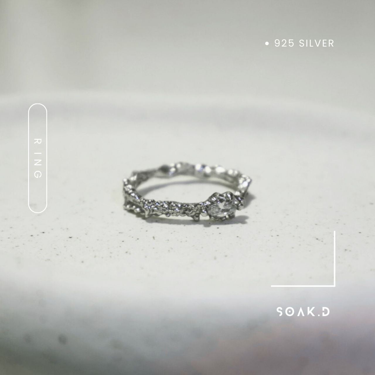 『𝐒𝐨𝐚𝐤.𝐃』925銀 侵蝕系列 ⇸ 繞痕 開口純銀戒指（可調節）