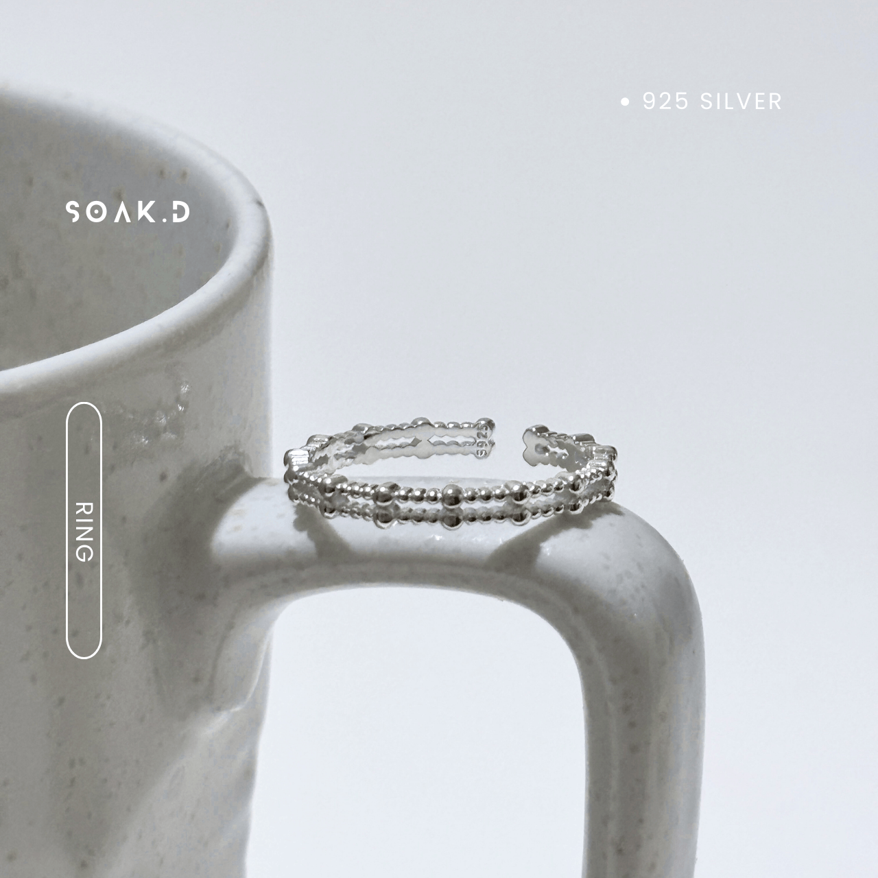 新品 ✨『𝐒𝐨𝐚𝐤.𝐃』925銀  簡約系列 ‖ 雲珠 純銀開口戒