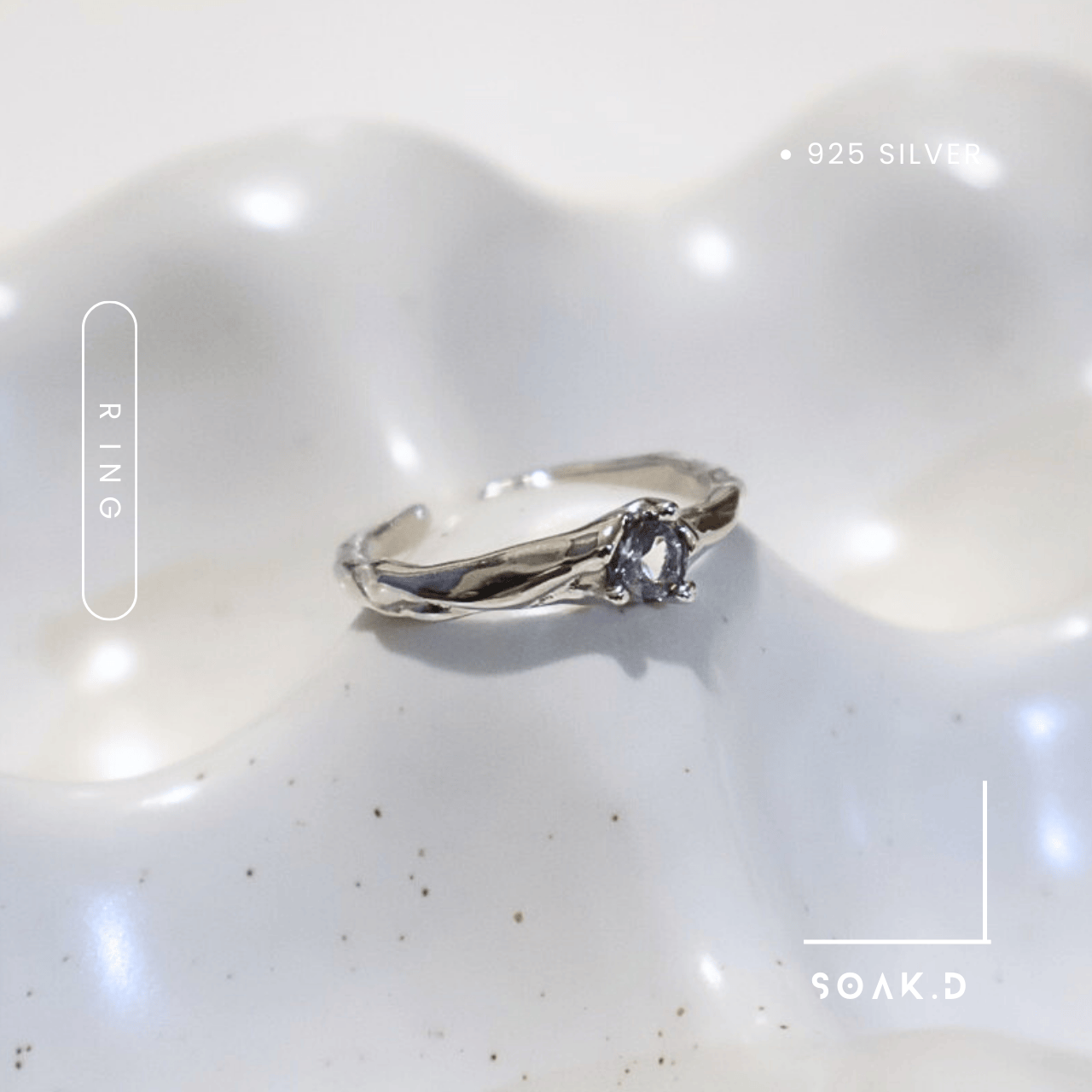 新品 ✨『𝐒𝐨𝐚𝐤.𝐃』925銀 寶藏系列 ☾ 晨藍 純銀開口戒