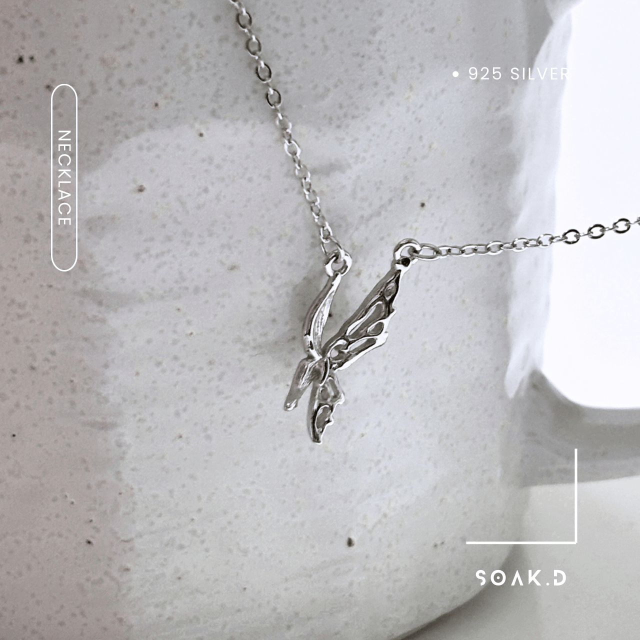 新品 ✨『𝐒𝐨𝐚𝐤.𝐃』925銀 森林系列ꎺ 白露蝴蝶 純銀項鍊