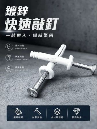 快速釘（尼龍敲釘）-圓柱頭-410白鐵＆鍍鋅