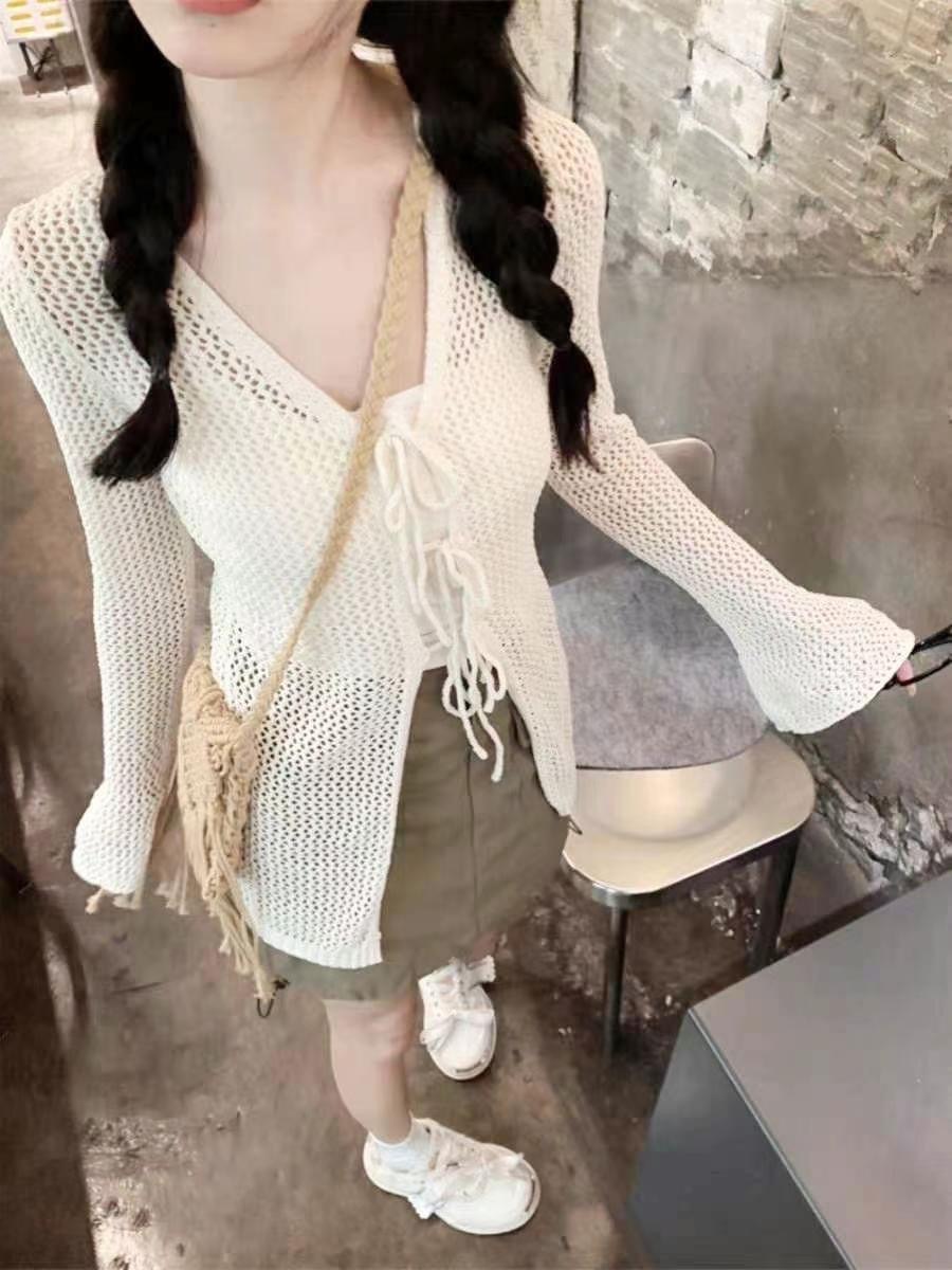 現貨售完不補ෆ🏷ʏᴜɴᴀ’s ·長版洞洞綁帶針織外套