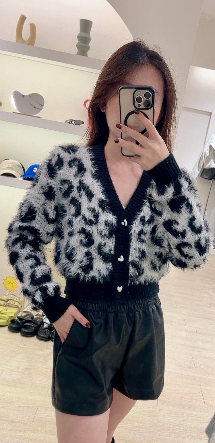 短版豹紋毛毛外套