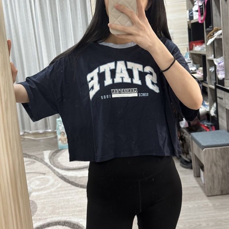 STATE撞色邊薄款短版T上衣/2色