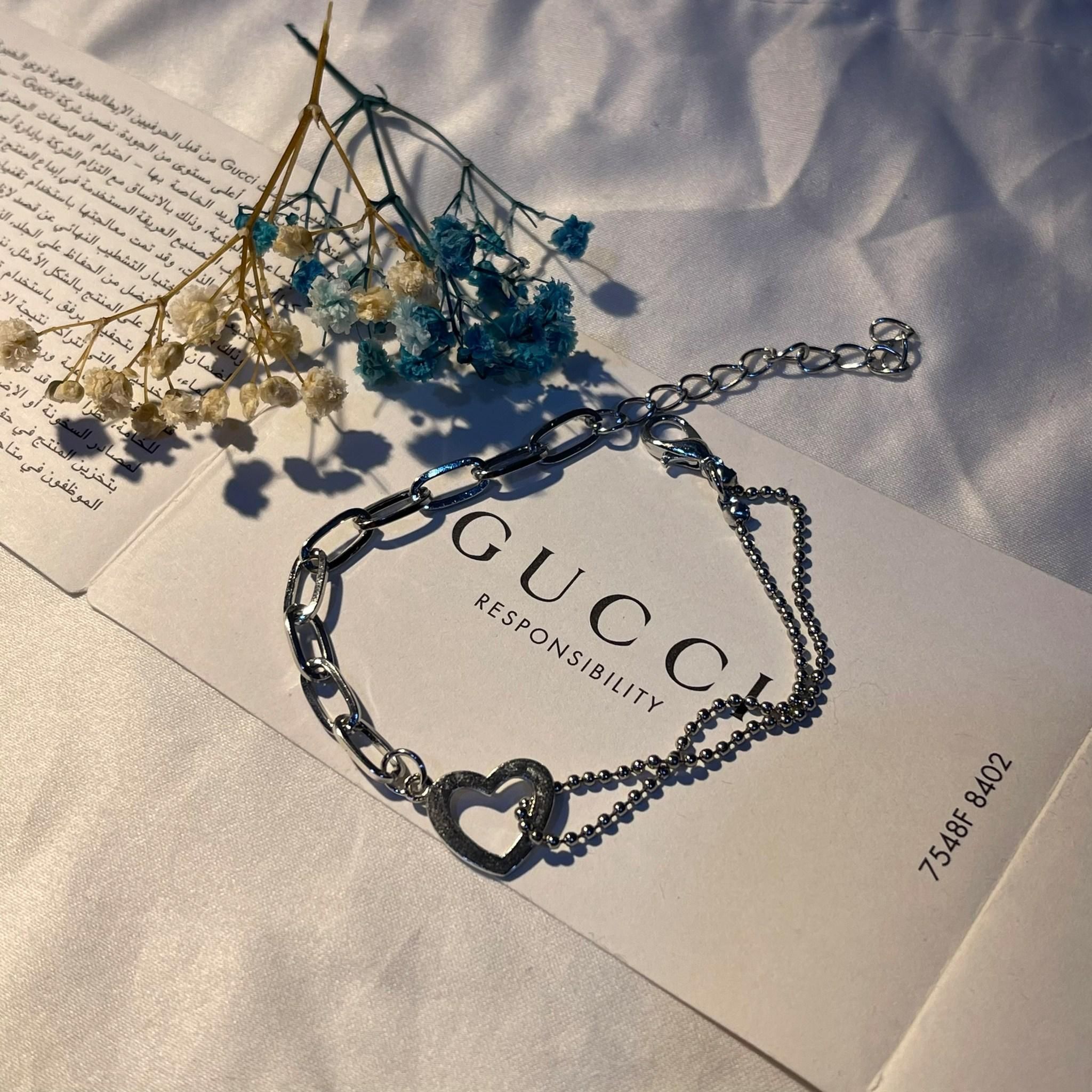 S925純銀ins小眾設計愛心鏈條圓珠手鍊【現貨】