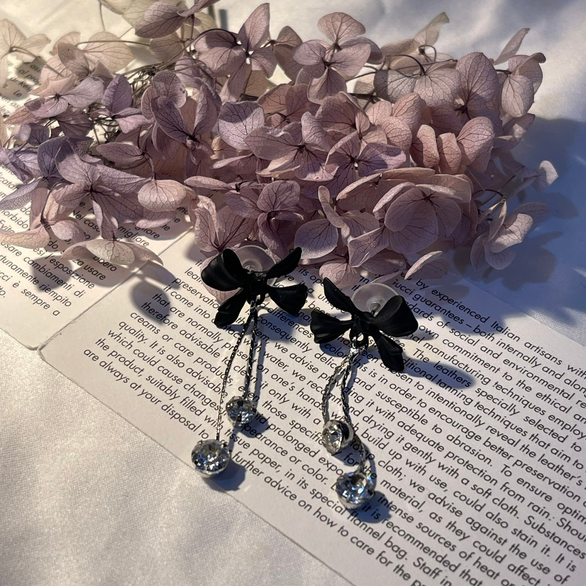 S925銀針-高級流蘇閃鑽蝴蝶結耳環【現貨】