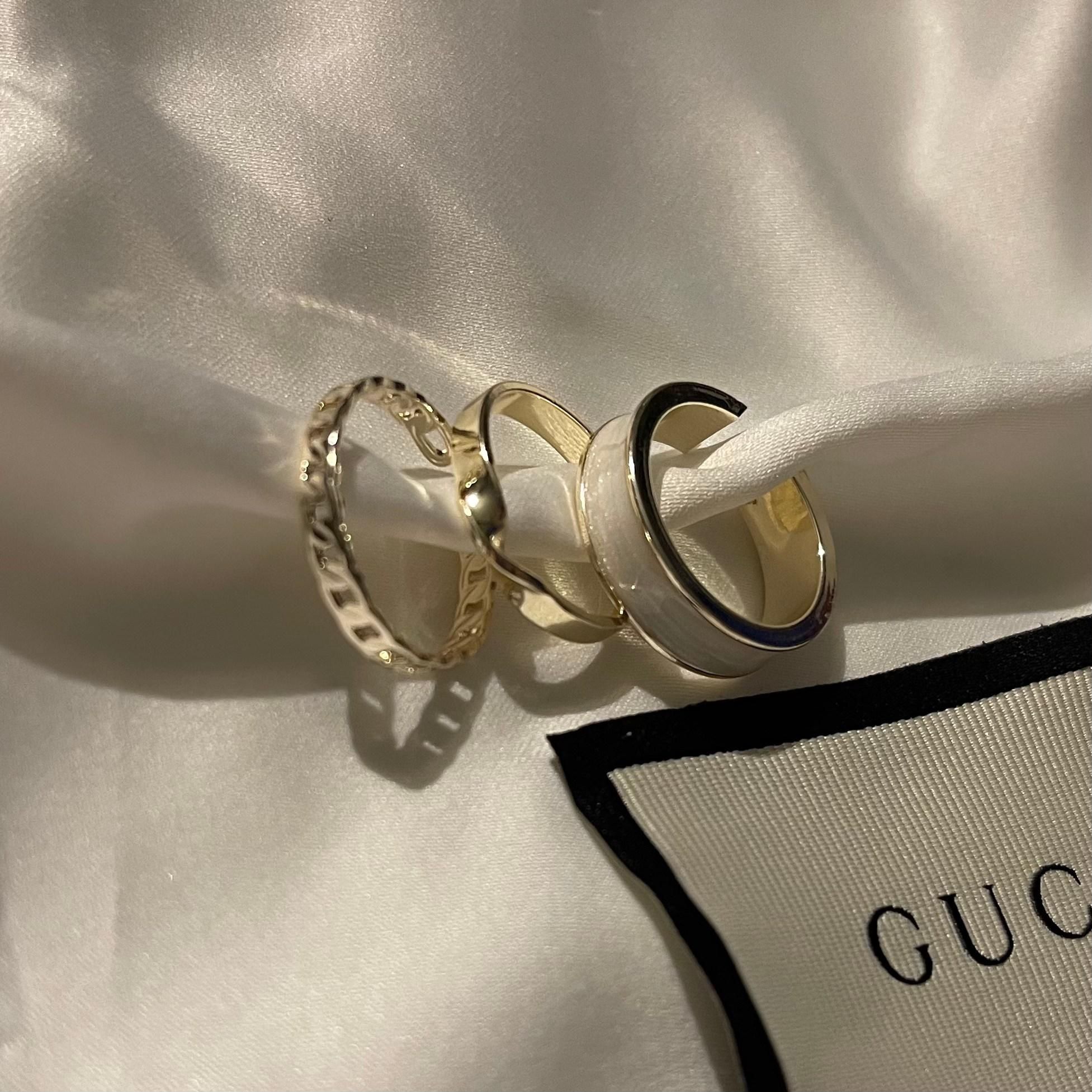 真金電鍍素圈戒指三件組【現貨】