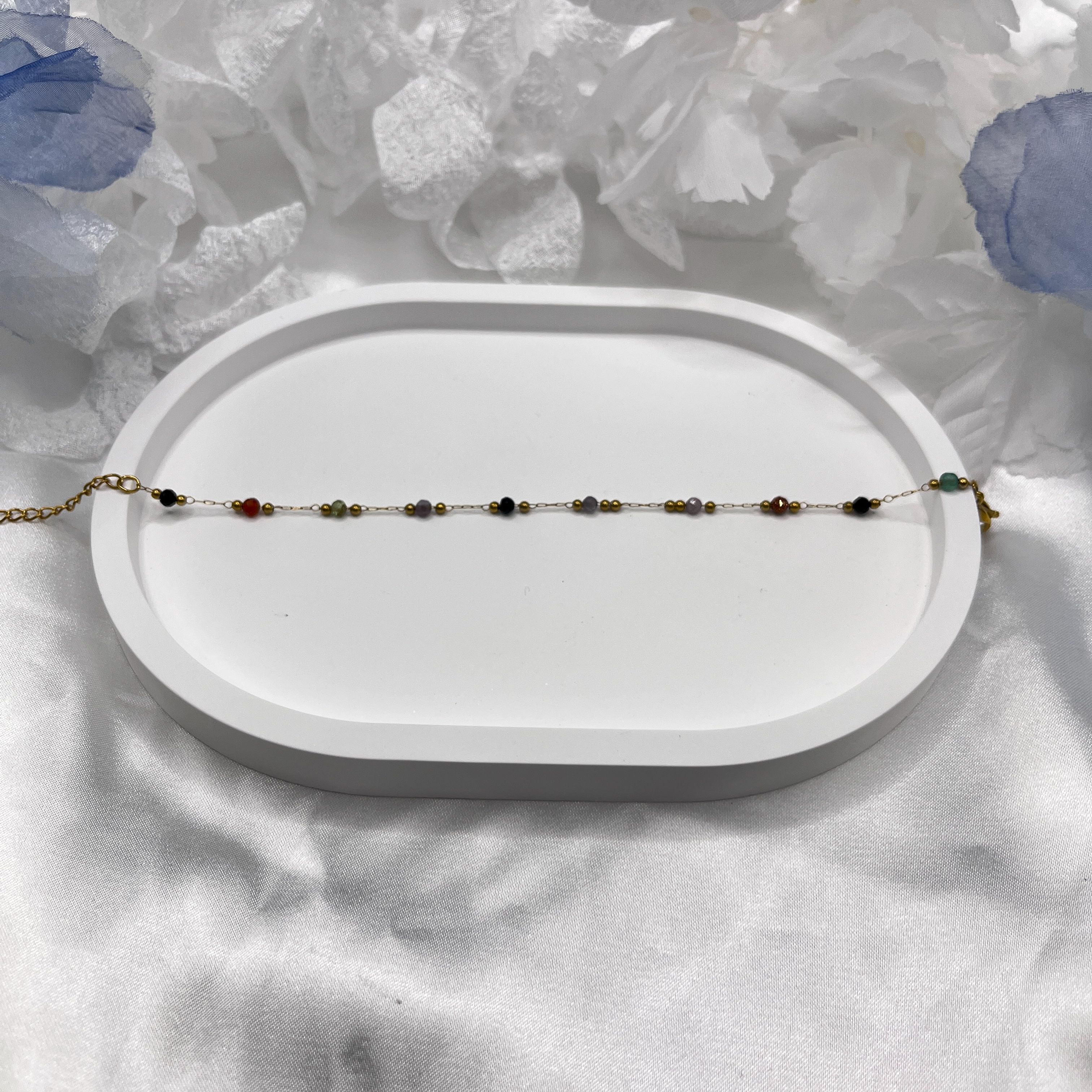 天然石拼接隔珠鈦鋼手鍊【現貨】