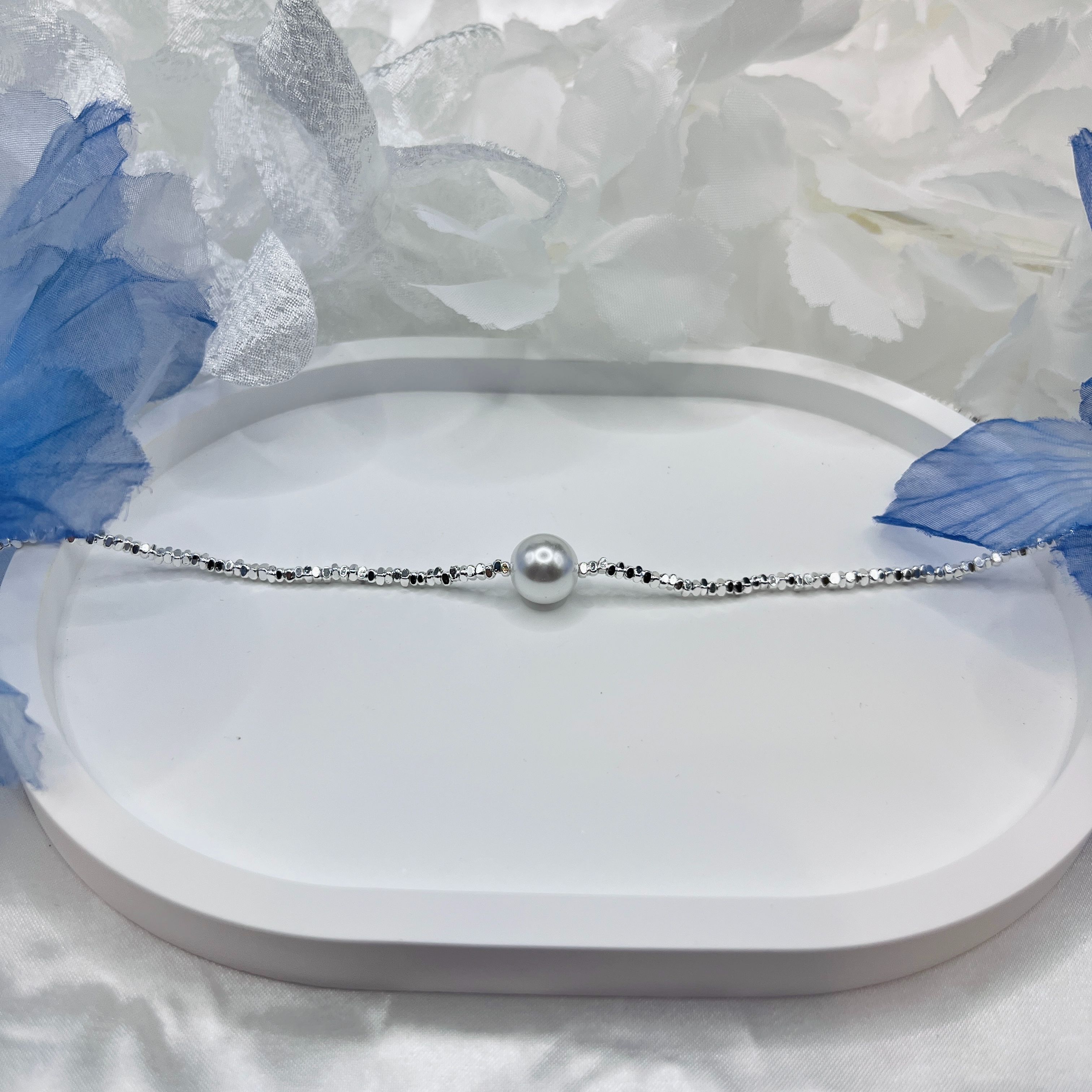 S925純銀碎銀珍珠項鍊【現貨】