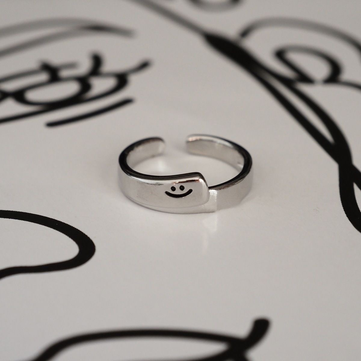 每天都要開心！😊微笑開口銀戒