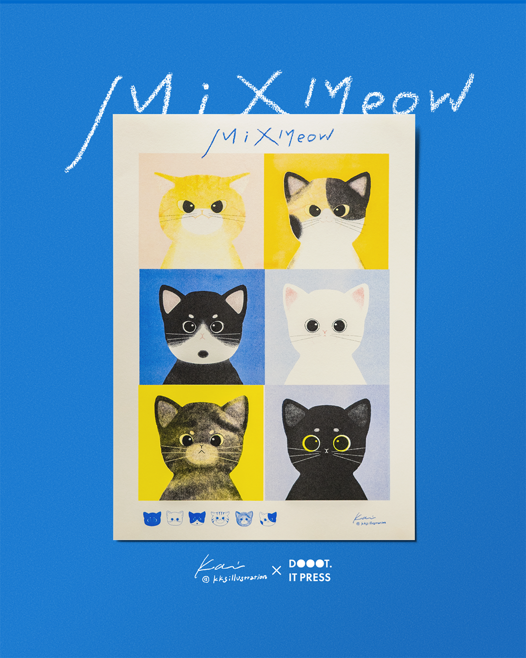 ＼ kk illustration x 有一點混-孔版印刷海報 / MixMeow