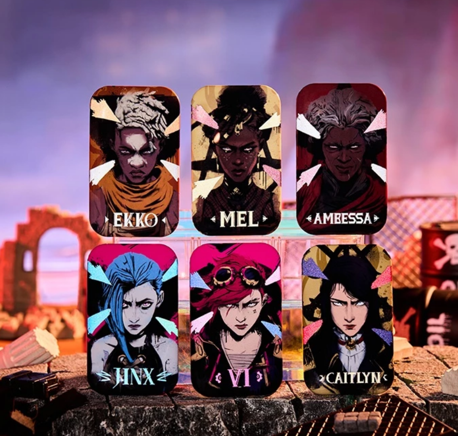 RIOT 英雄聯盟 奧術2 雙閃 方形徽章 立牌-官方正品