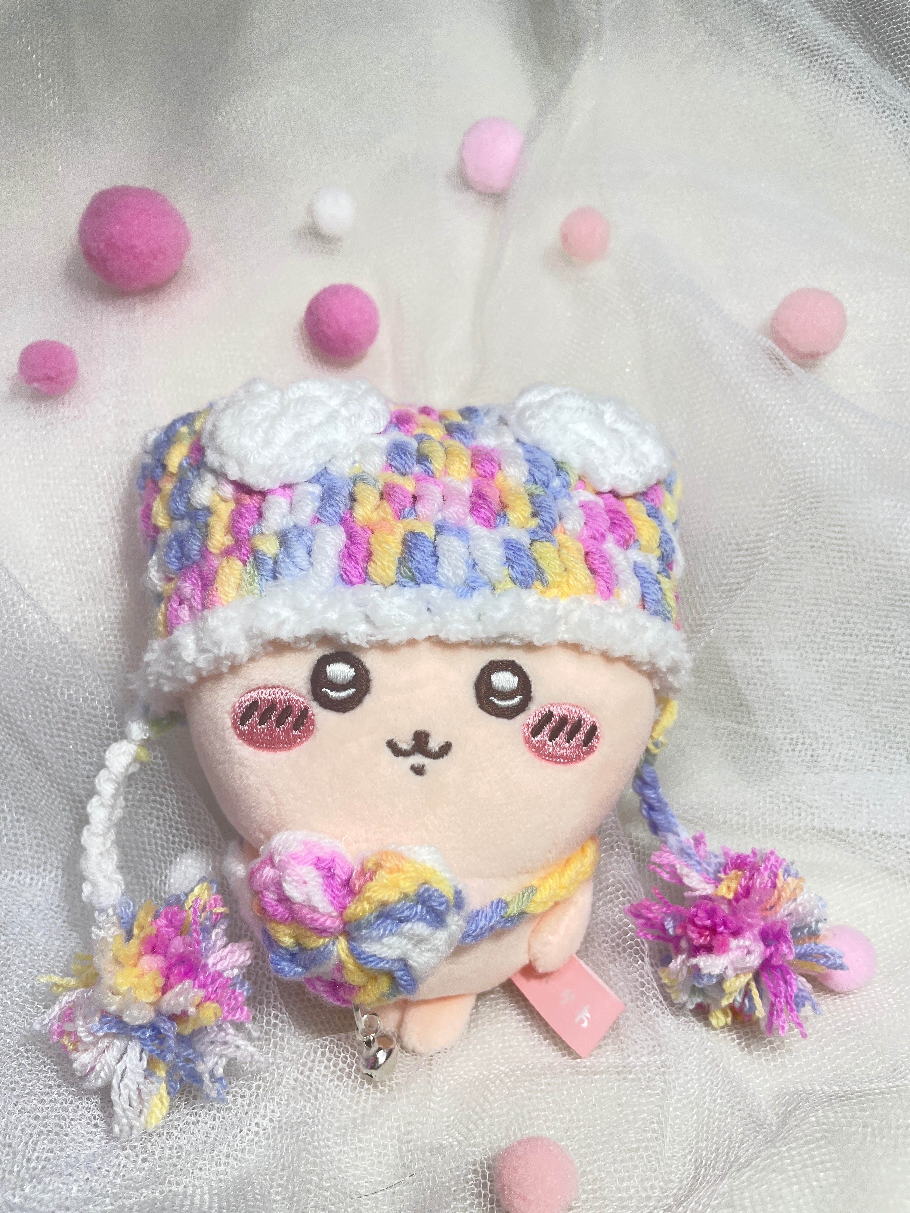 粉色棉花糖愛心貓耳帽+粉色愛心小包（適小腳款）