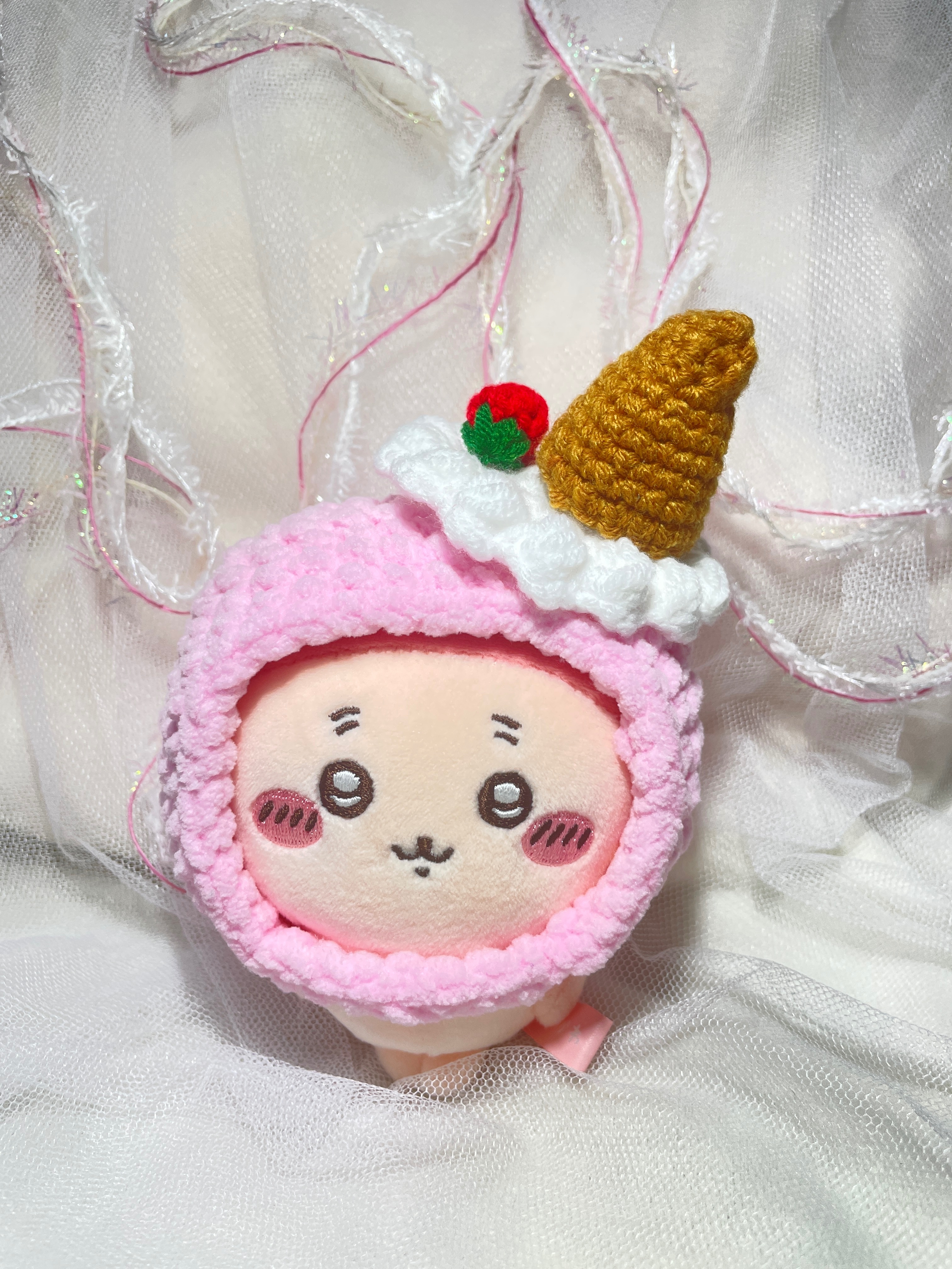 香甜草莓鮮奶油冰淇淋甜筒頭套系列（適小腳款）