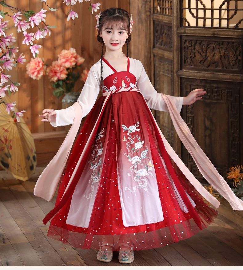 E深紅色款 兒童漢服