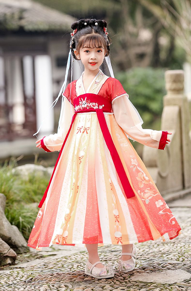 A橘紅色款 兒童漢服