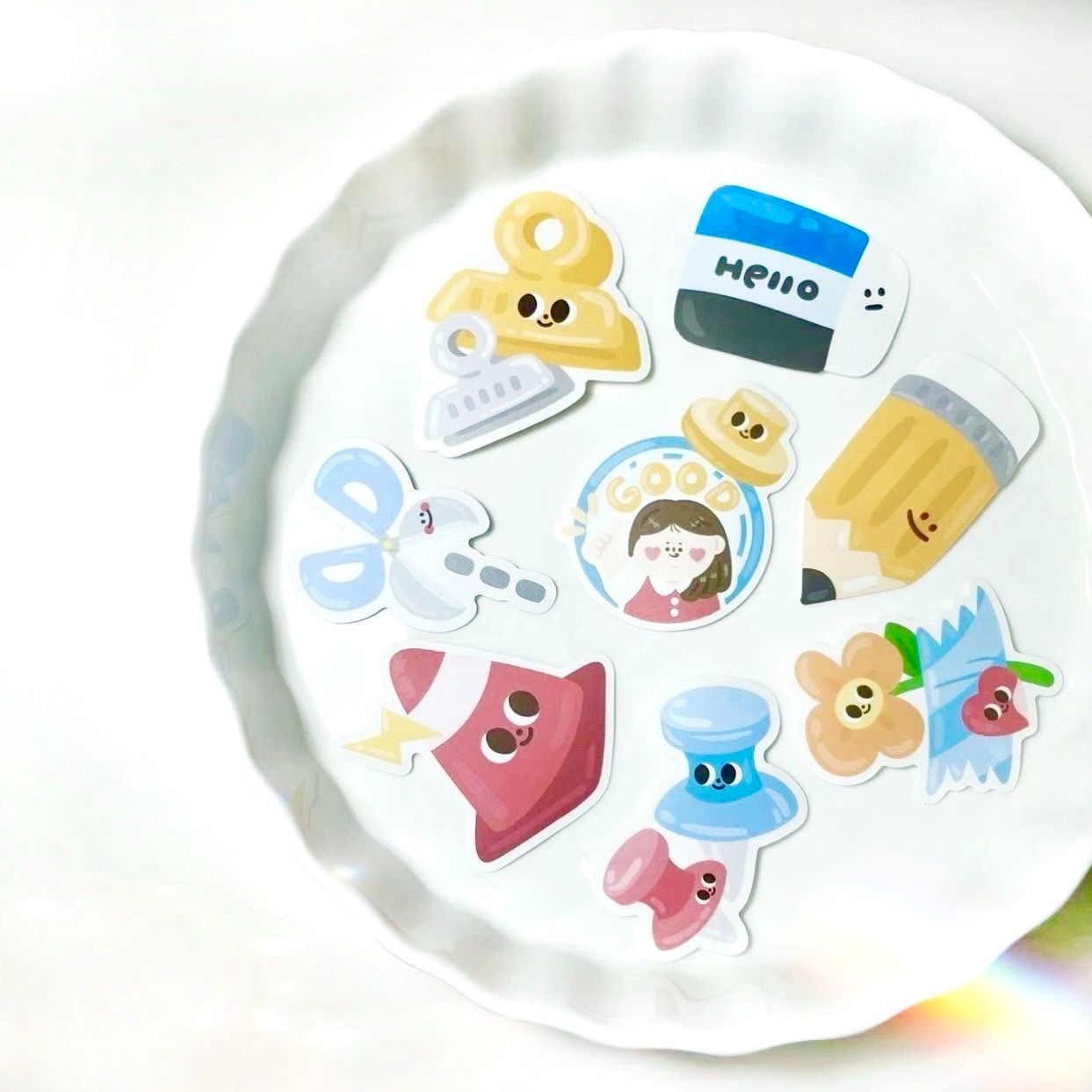 一顆包子♬ 文具夥伴 霧面貼紙包 （8入）