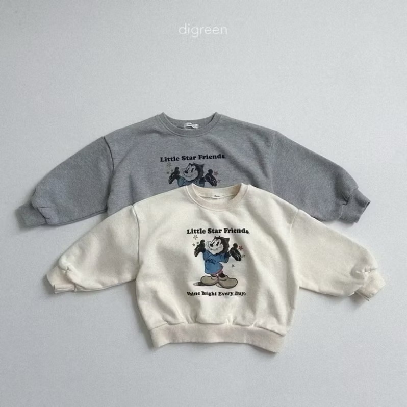 🇰🇷正韓｜現貨24H快速出貨｜digreen 卡通貓咪寬鬆衛衣（85-110cm）