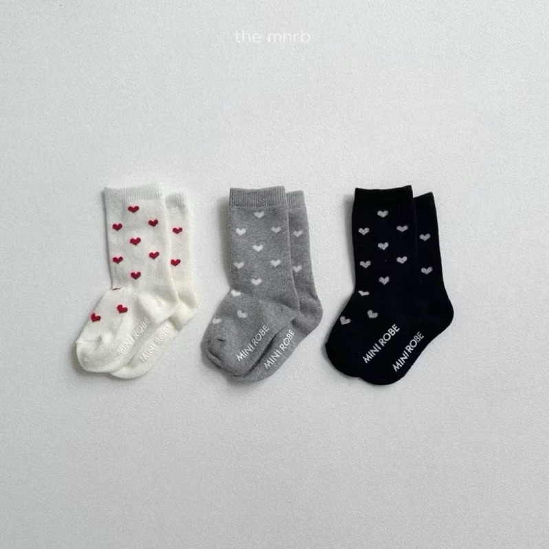 🇰🇷正韓｜現貨24H快速出貨｜minirobe 小愛心防滑襪三雙組合