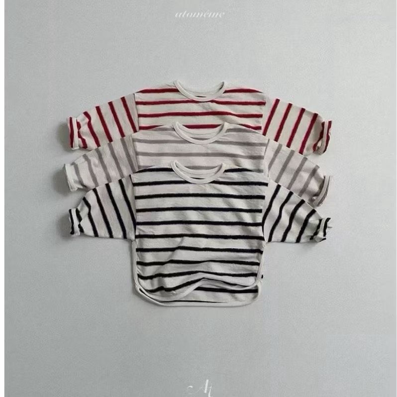🇰🇷正韓現貨｜24H快速出貨｜atomeme 條紋開叉圓滾邊上衣 （80-110cm）