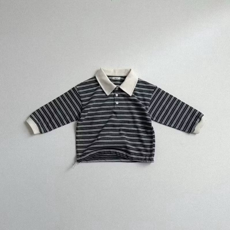 🇰🇷正韓現貨｜24H快速出貨｜digreen 魔力條紋抽繩上衣 灰85-110cm