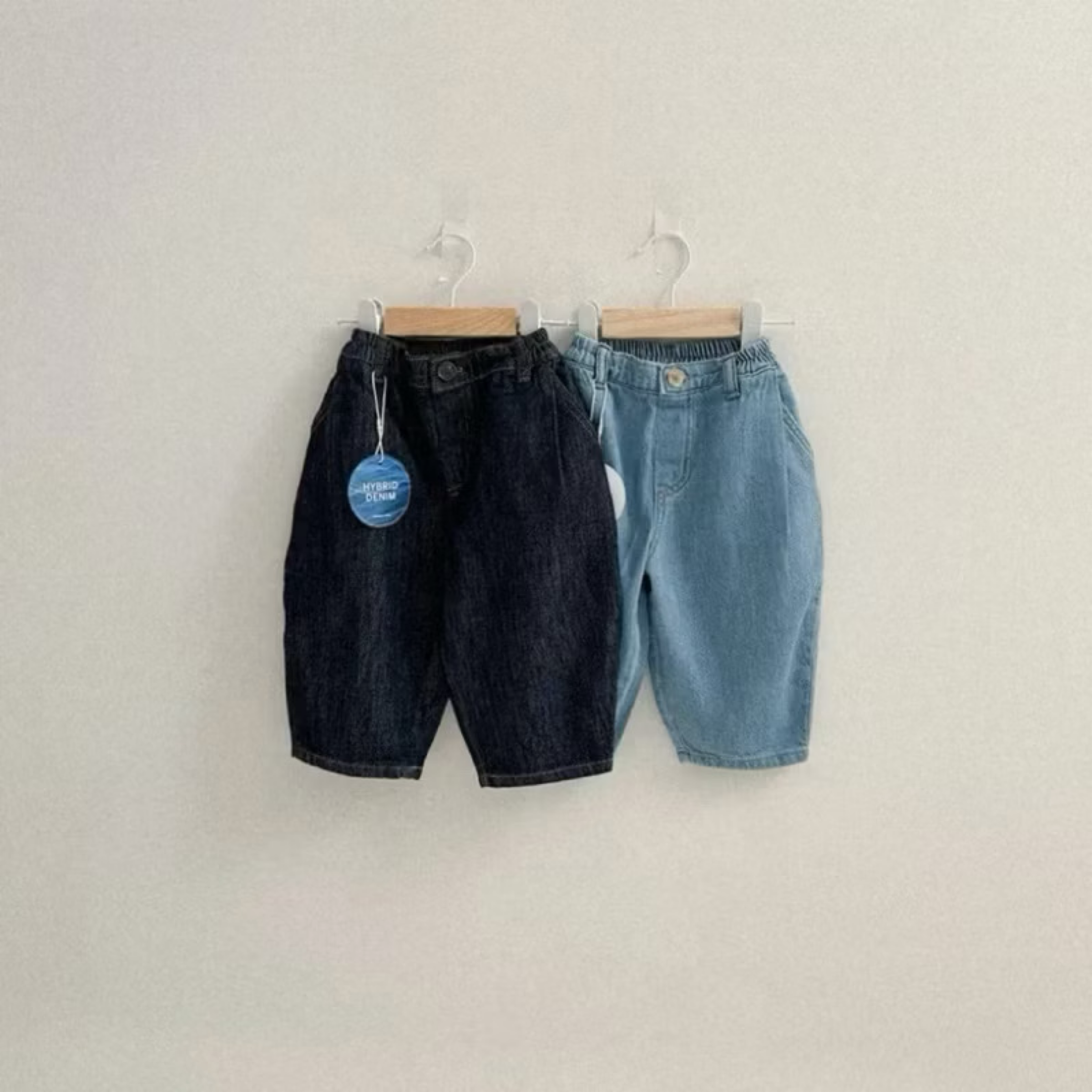 🇰🇷正韓現貨｜24H快速出貨｜minirobe 摺線繭型丹寧褲 深藍100-110cm