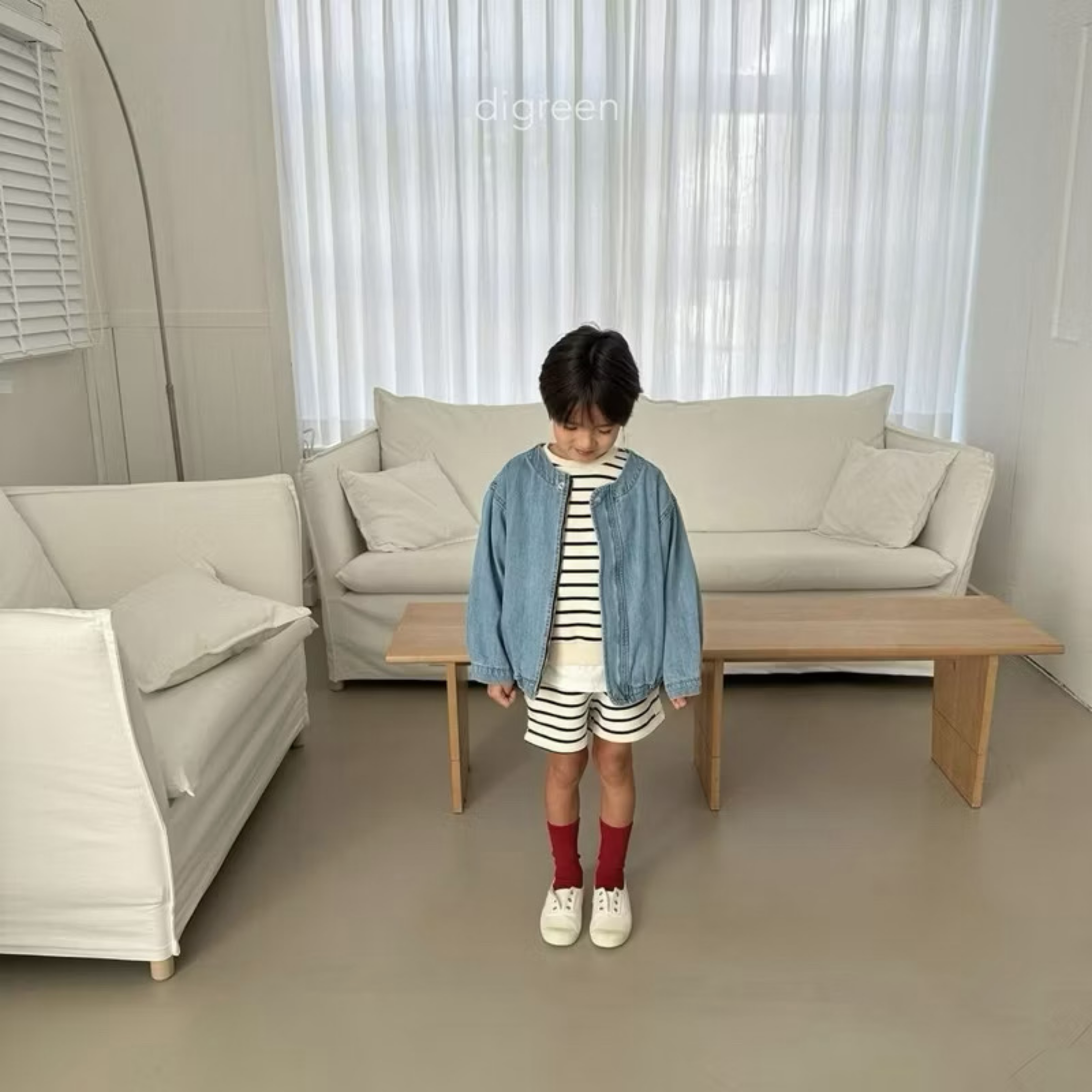 🇰🇷正韓現貨｜24H快速出貨｜digreen 圓領工裝牛仔外套 90-120cm