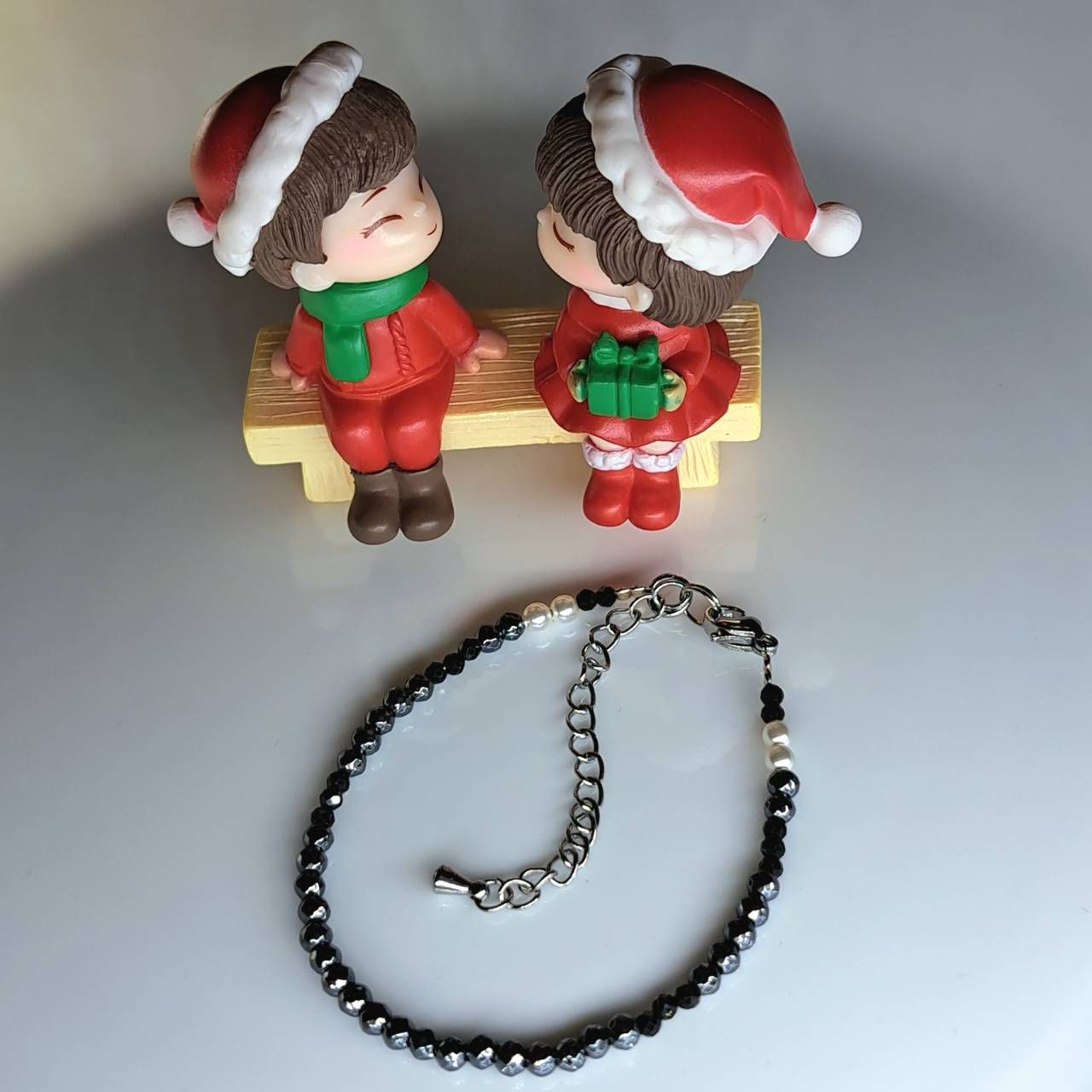 🖤 月老紅線查查｜黑閃隱線手環 ✦ 黑膽石×黑瑪瑙×水晶珍珠 ✨ 低調閃耀・中性極簡設計・15+5cm