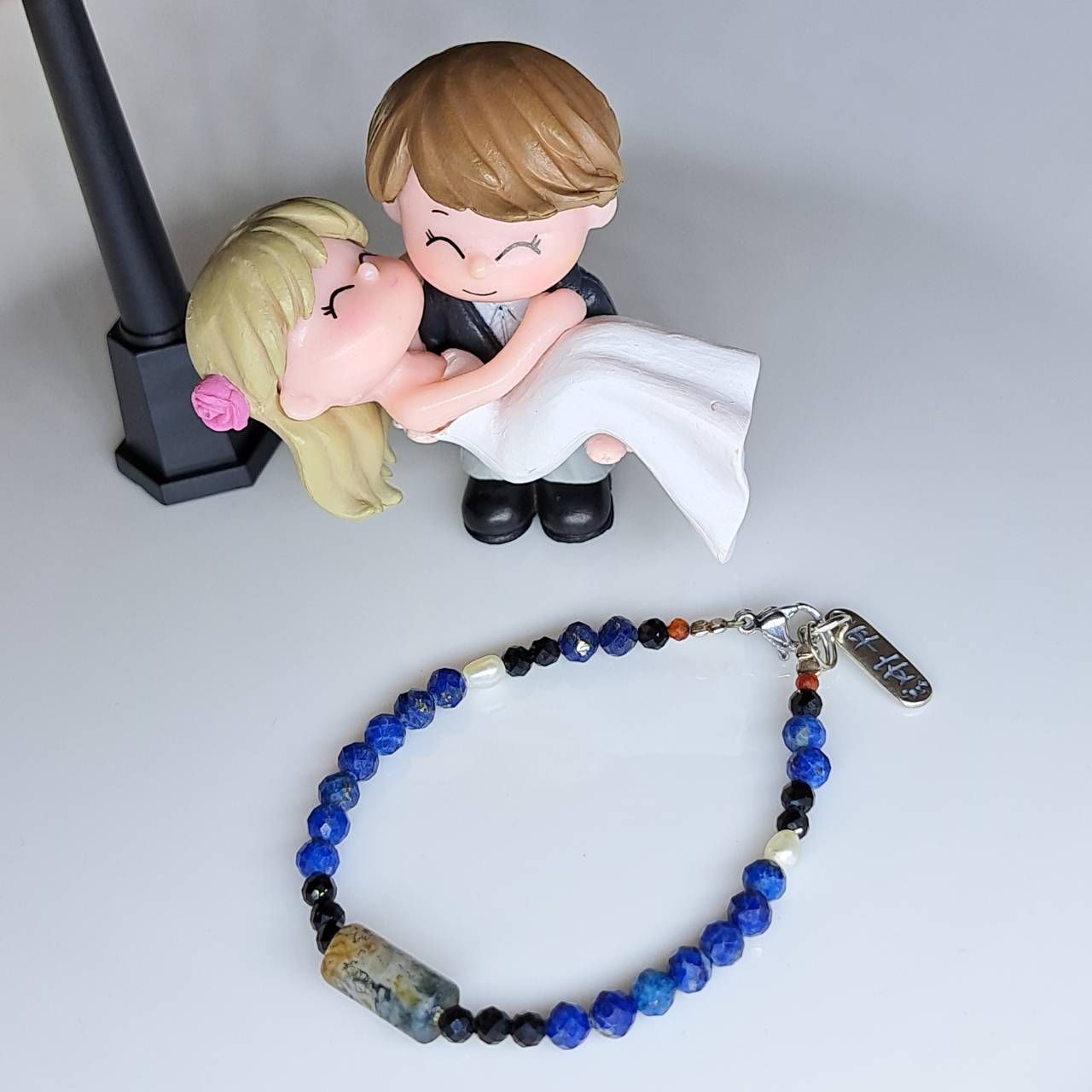 🌙📿 月老紅線查查低調歐美風｜青金石 × 新疆老玉 ｜沉穩氣場手鍊／項鍊｜台灣手作能量飾品  💬 SE