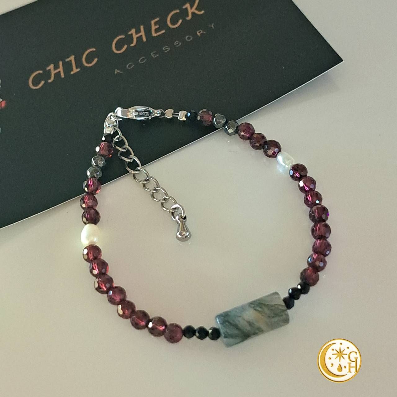 月老紅線查查｜石榴石・黑瑪瑙・天然米粒珍珠・西藏老玉設計手鍊｜文創藝品送禮收藏首選款｜自戴皆宜高質感手作人氣推薦款式精