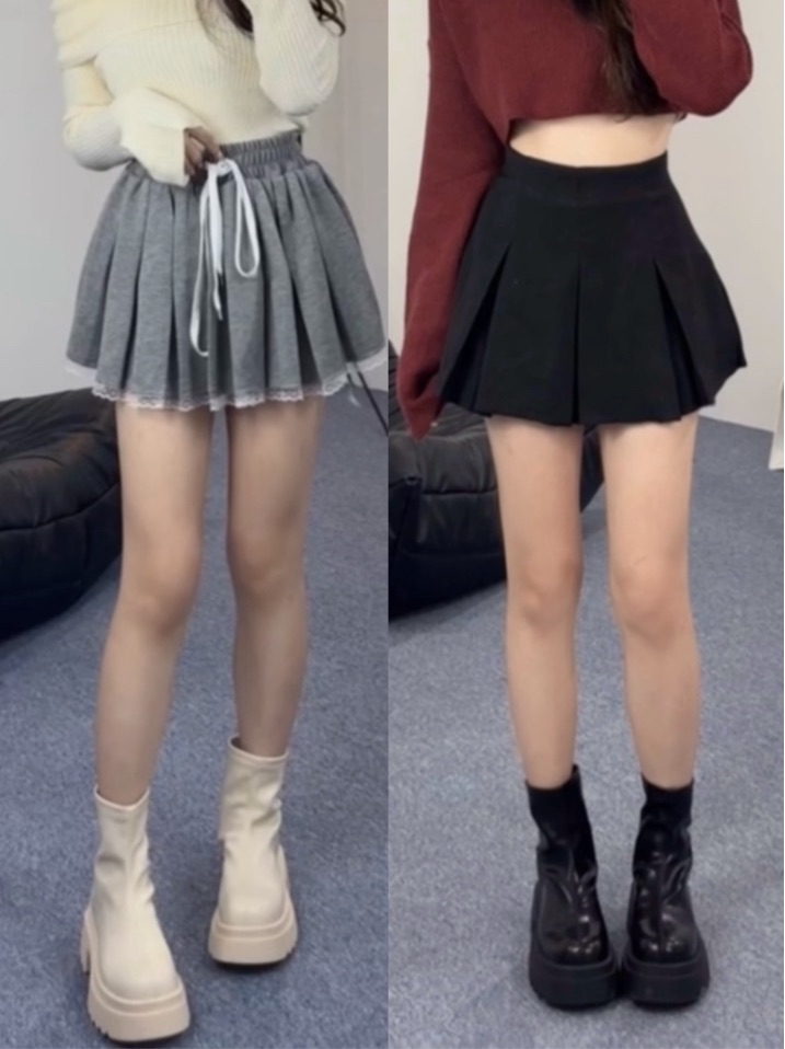 英倫風厚底彈力法式短靴（米白/黑）